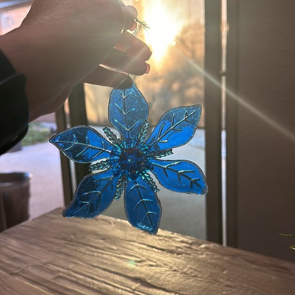 Blue Poinsettia Ornaments - Picture 5 of 9